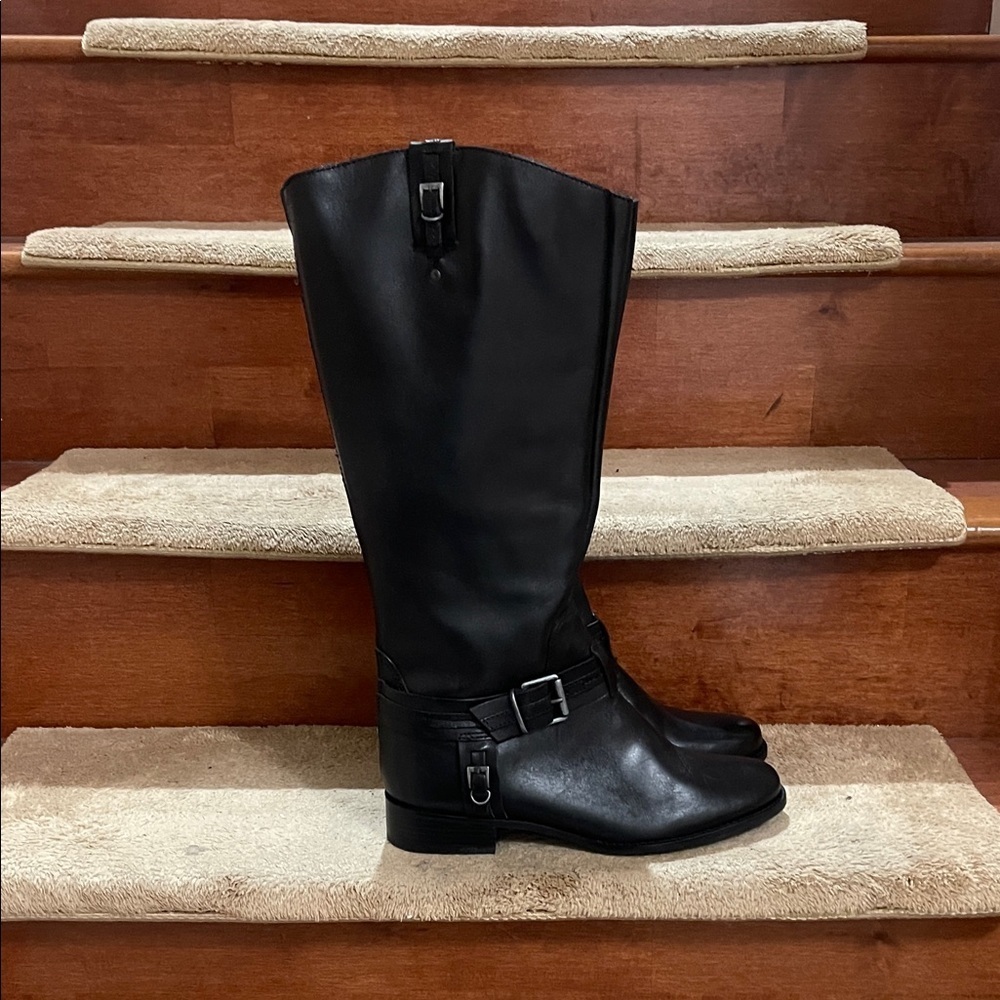 NWOT Matisse Leather Upper Man Made Sole Black Tall Buckle Boots Women SZ 9.5 W